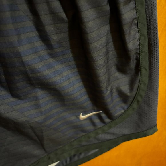Nike Dri-Fit Athletic Running Shorts Black with Dark Blue Stripes Size Medium - Picture 4 of 12